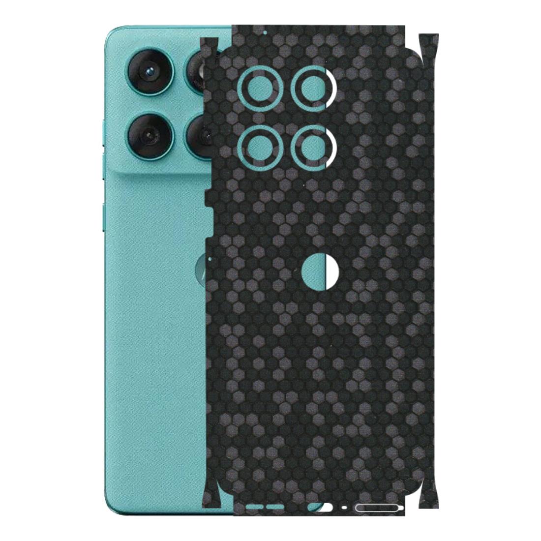 Motorola Phone Skins (All Models) - Black Grey Honeycomb Sober - 3D Embossed Finish (L-85) Motorola Edge 60 Fusion (5G)