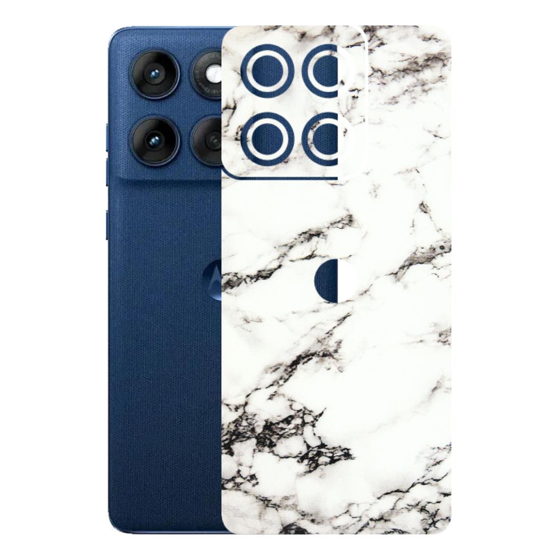 Motorola Phone Skins (All Models) - Black and White Marble Texture - 3D Embossed Finish (L-124) Motorola Edge 60