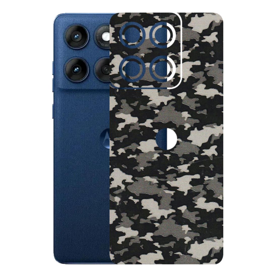 Motorola Phone Skins (All Models) - Black/Grey Camoflaunge - 3D Embossed Finish (L-142) Motorola Edge 60