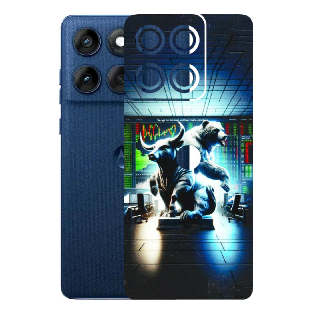 Motorola Phone Skins (All Models) - Stock Market Sensex Bear vs Bulls - 3D Embossed Finish (L-15) Motorola Edge 60