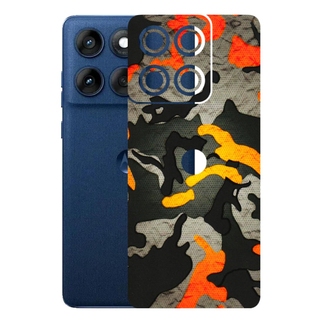 Motorola Phone Skins (All Models) - Orange Camouflage - 3D Embossed Finish (L-204) Motorola Edge 60