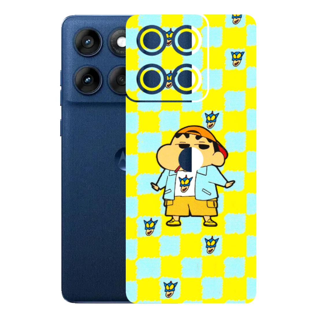 Motorola Phone Skins (All Models) - Yellow Blue Shinchan Cute - 3D Embossed Finish (L-221) Motorola Edge 60