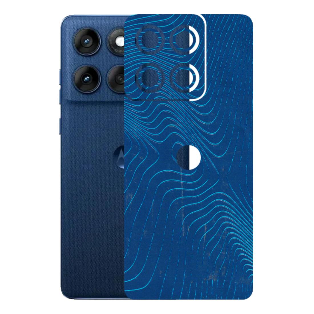 Motorola Phone Skins (All Models) - Abstract Blue Line Map - 3D Embossed Finish (L-272) Motorola Edge 60