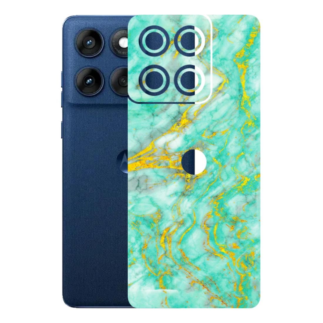 Motorola Phone Skins (All Models) - Green And Gold Marble Feel - Matte Finish (M-16) Motorola Edge 60
