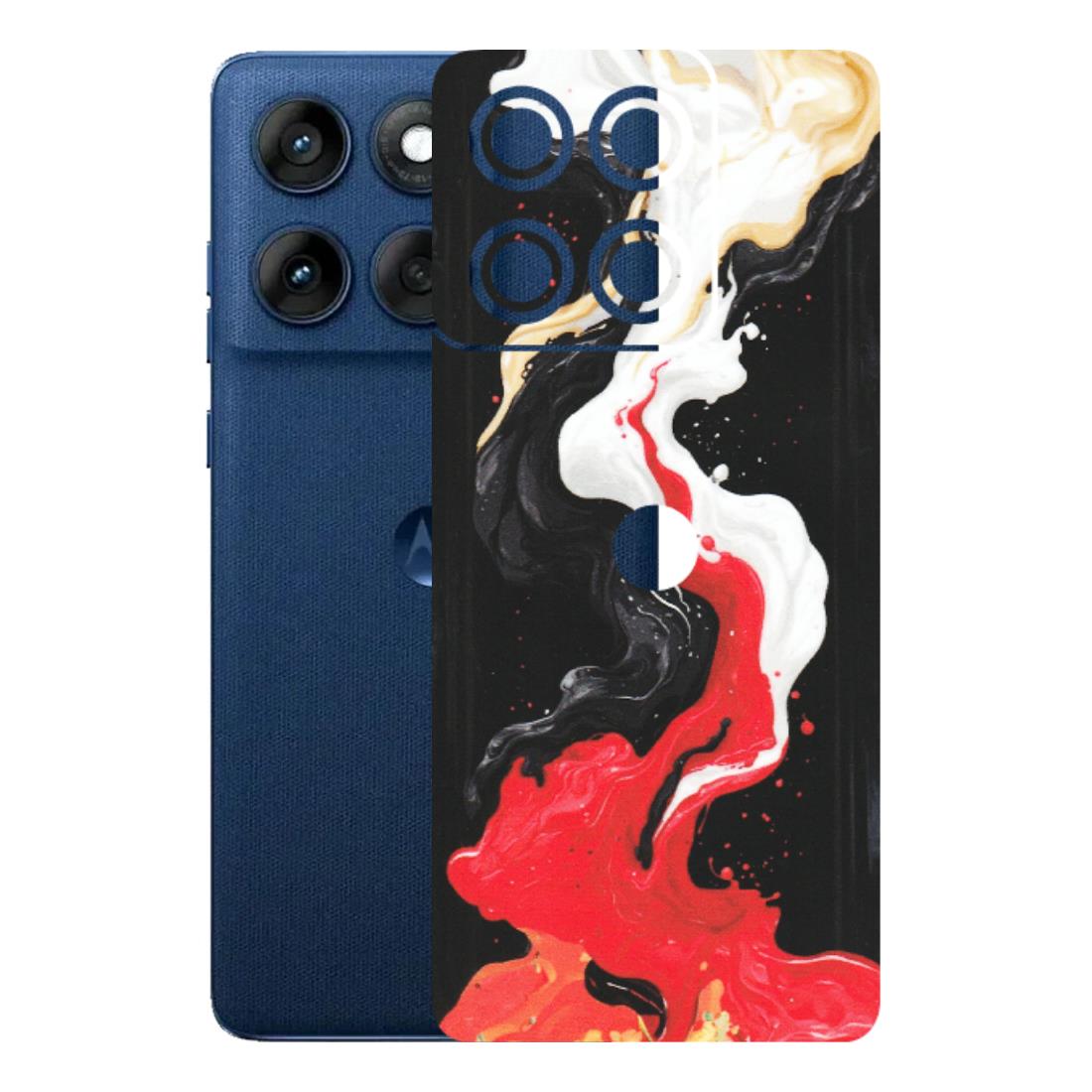 Motorola Phone Skins (All Models) - Black Red White Paint Splash Fusion - Matte Finish (M-56) Motorola Edge 60