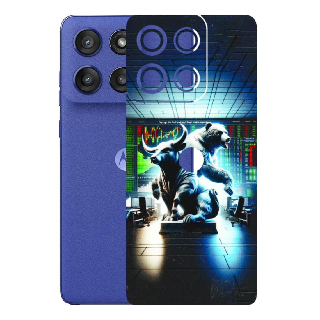 Motorola Phone Skins (All Models) - Stock Market Sensex Bear vs Bulls - 3D Embossed Finish (L-15) Motorola Edge 60 Stylus