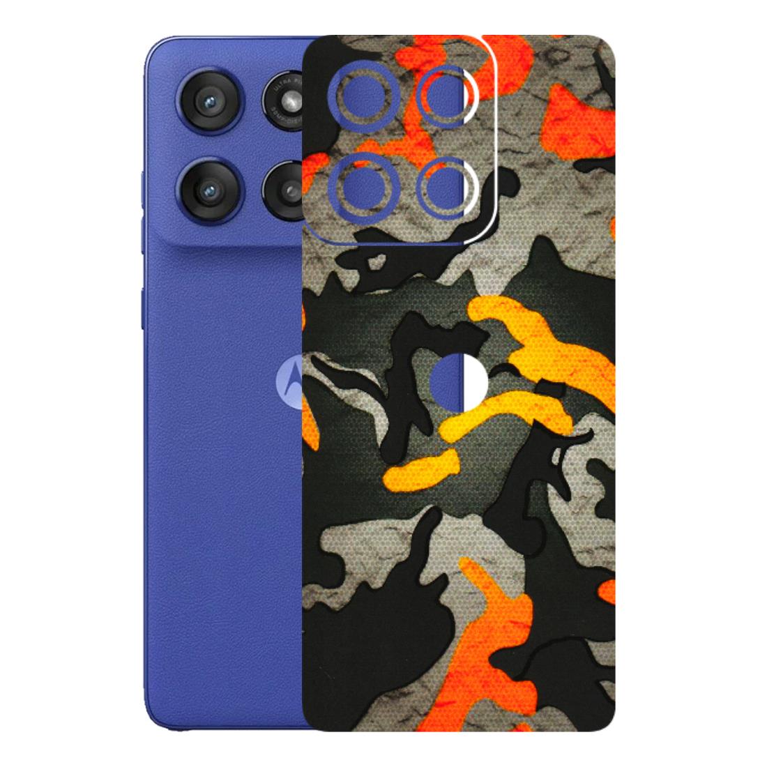 Motorola Phone Skins (All Models) - Orange Camouflage - 3D Embossed Finish (L-204) Motorola Edge 60 Stylus