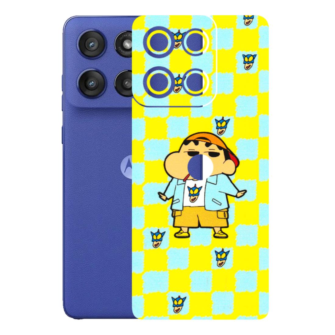 Motorola Phone Skins (All Models) - Yellow Blue Shinchan Cute - 3D Embossed Finish (L-221) Motorola Edge 60 Stylus