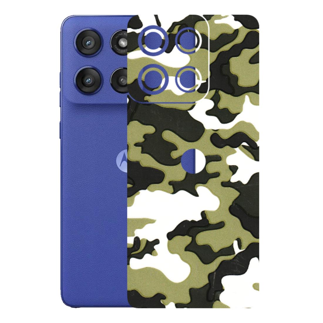 Motorola Phone Skins (All Models) - Camouflages White And Green - 3D Embossed Finish (L-243) Motorola Edge 60 Stylus
