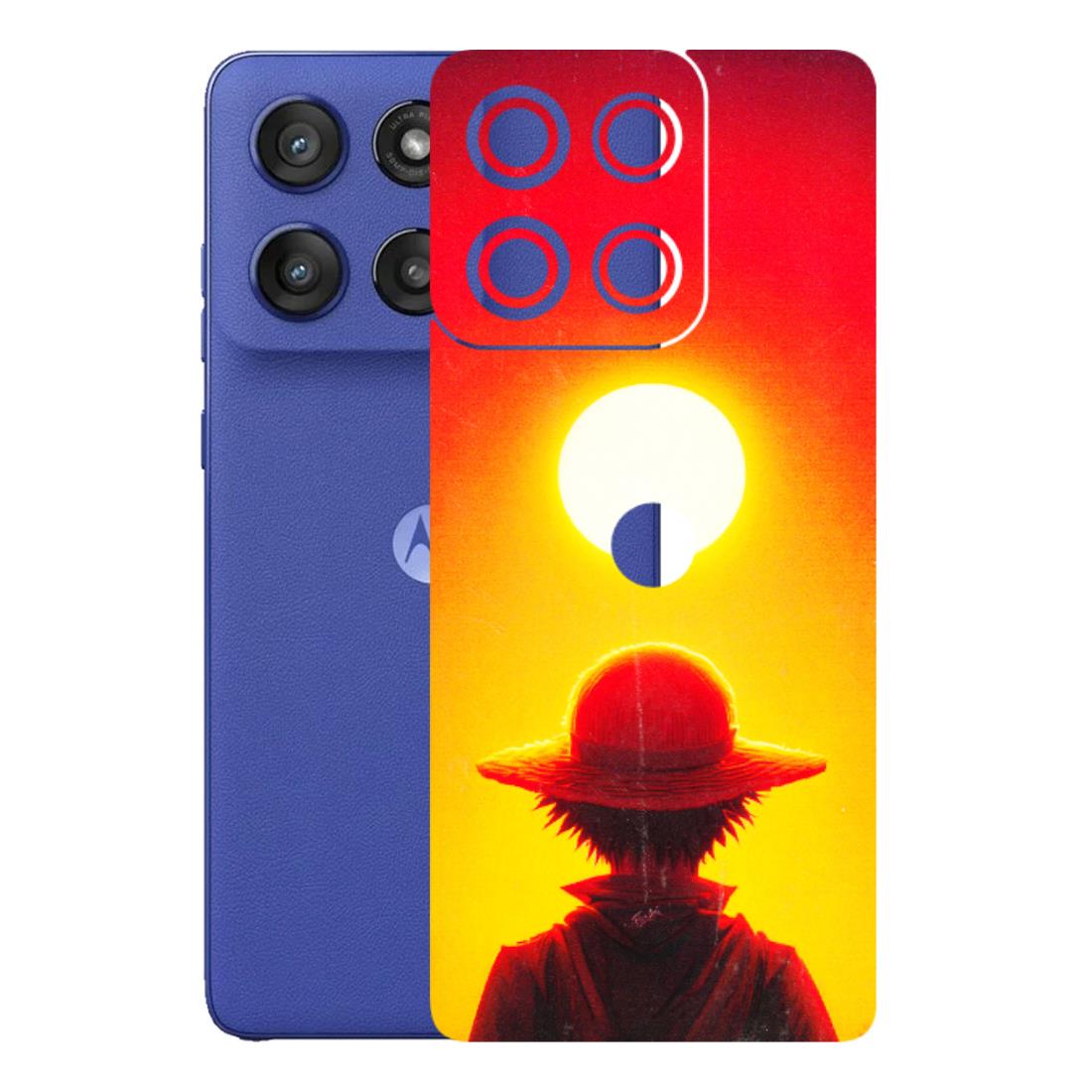 Motorola Phone Skins (All Models) - Cool Sunset With Monkey D.Luffy Anime - 3D Embossed Finish (L-329) Motorola Edge 60 Stylus