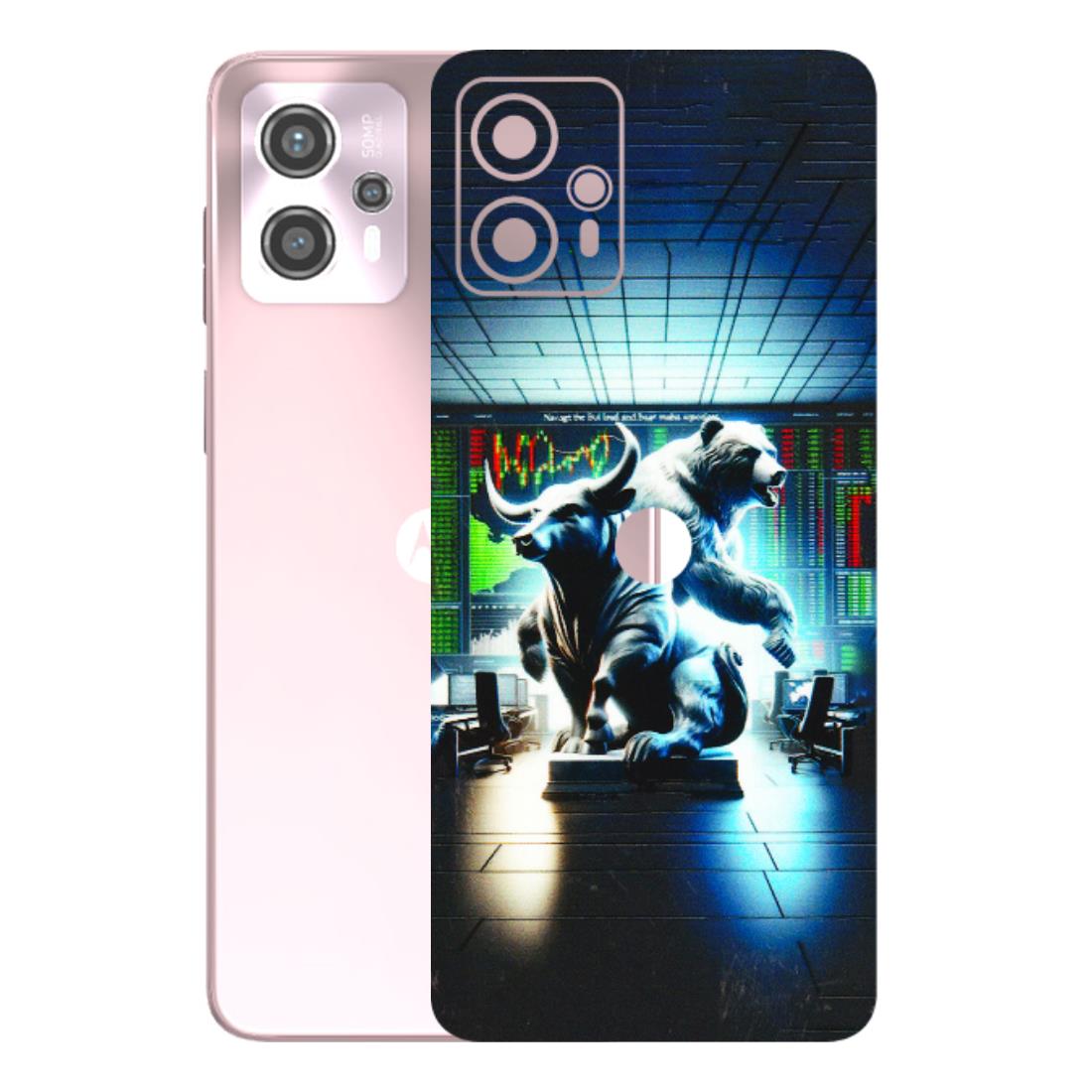 Motorola Phone Skins (All Models) - Stock Market Sensex Bear vs Bulls - 3D Embossed Finish (L-15) Motorola G13