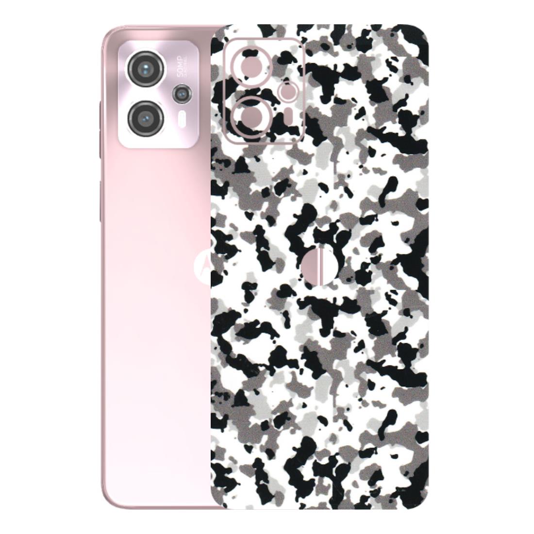 Motorola Phone Skins (All Models) - White Black Camouflage - 3D Embossed Finish (L-18) Motorola G13
