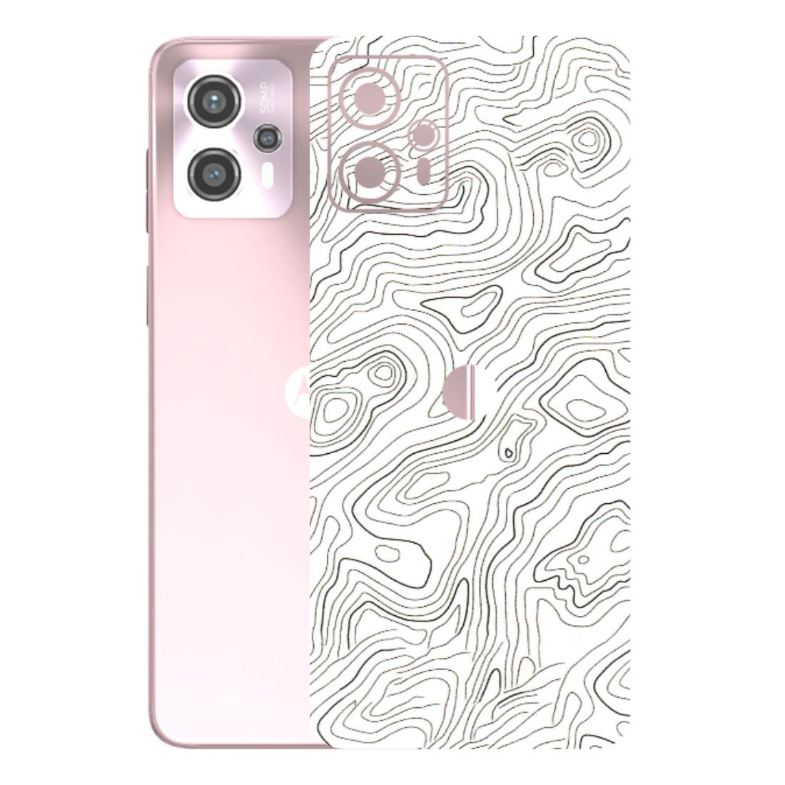 Motorola Phone Skins (All Models) - White Black Swirls - 3D Embossed Finish (L-219) Motorola G13
