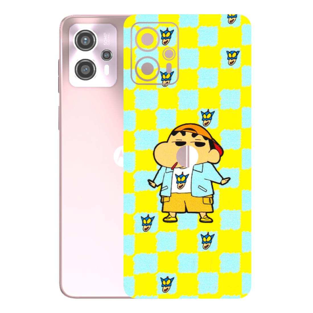 Motorola Phone Skins (All Models) - Yellow Blue Shinchan Cute - 3D Embossed Finish (L-221) Motorola G13