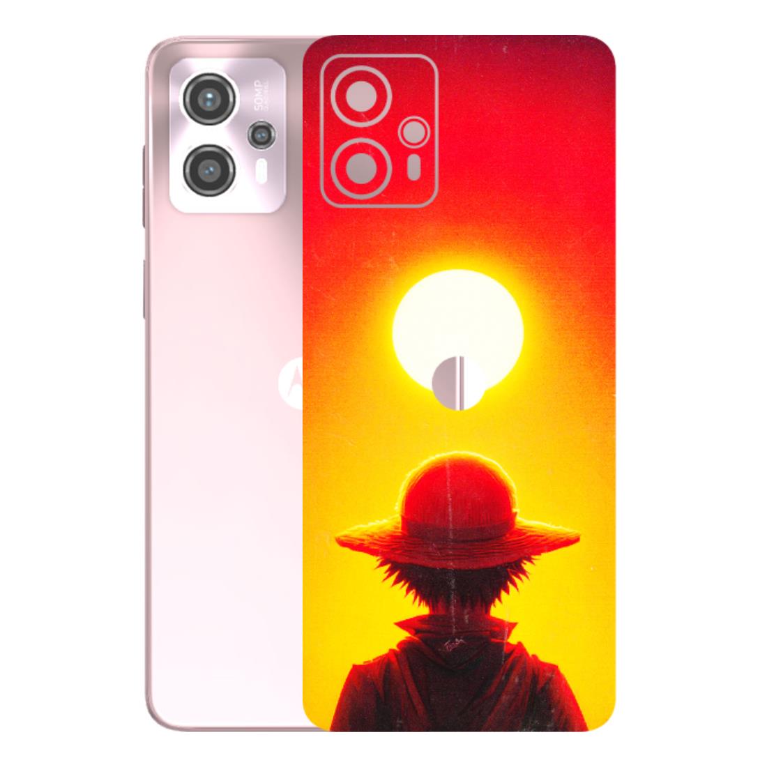 Motorola Phone Skins (All Models) - Cool Sunset With Monkey D.Luffy Anime - 3D Embossed Finish (L-329) Motorola G13