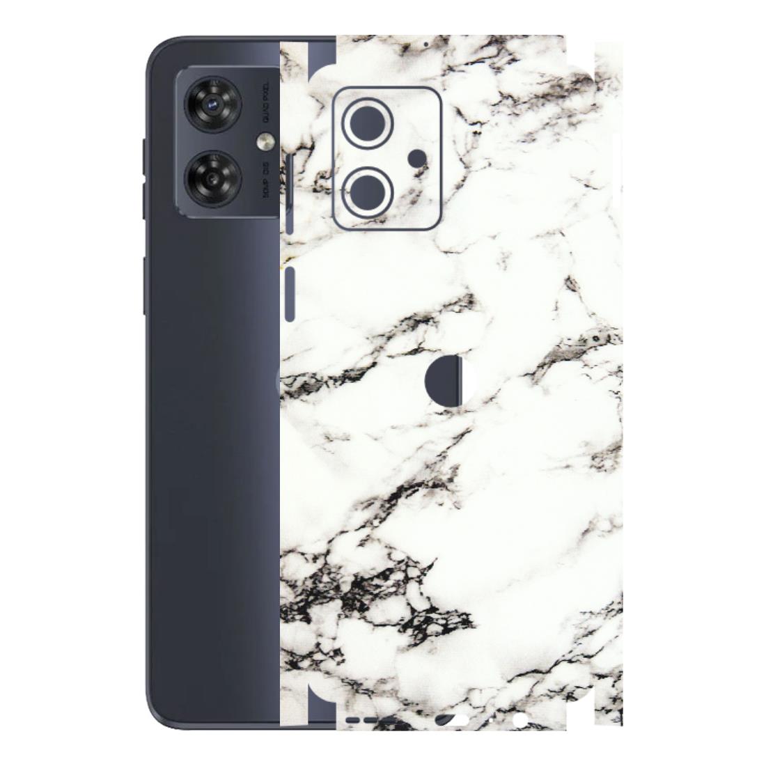 Motorola Phone Skins (All Models) - Black and White Marble Texture - 3D Embossed Finish (L-124) Motorola G54 (5G)