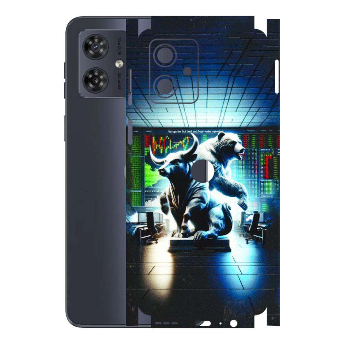 Motorola Phone Skins (All Models) - Stock Market Sensex Bear vs Bulls - 3D Embossed Finish (L-15) Motorola G54 (5G)