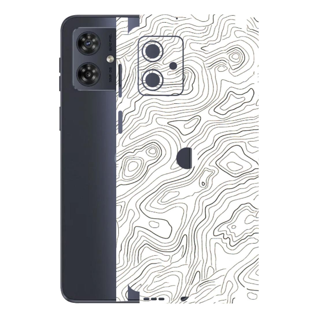 Motorola Phone Skins (All Models) - White Black Swirls - 3D Embossed Finish (L-219) Motorola G54 (5G)