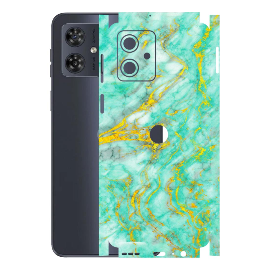 Motorola Phone Skins (All Models) - Green And Gold Marble Feel - Matte Finish (M-16) Motorola G54 (5G)