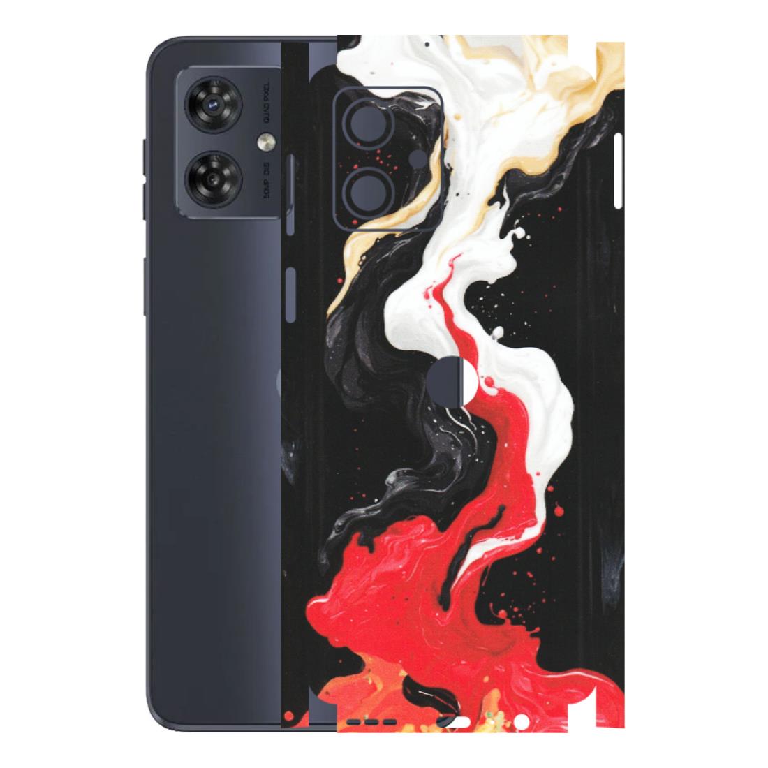 Motorola Phone Skins (All Models) - Black Red White Paint Splash Fusion - Matte Finish (M-56) Motorola G54 (5G)