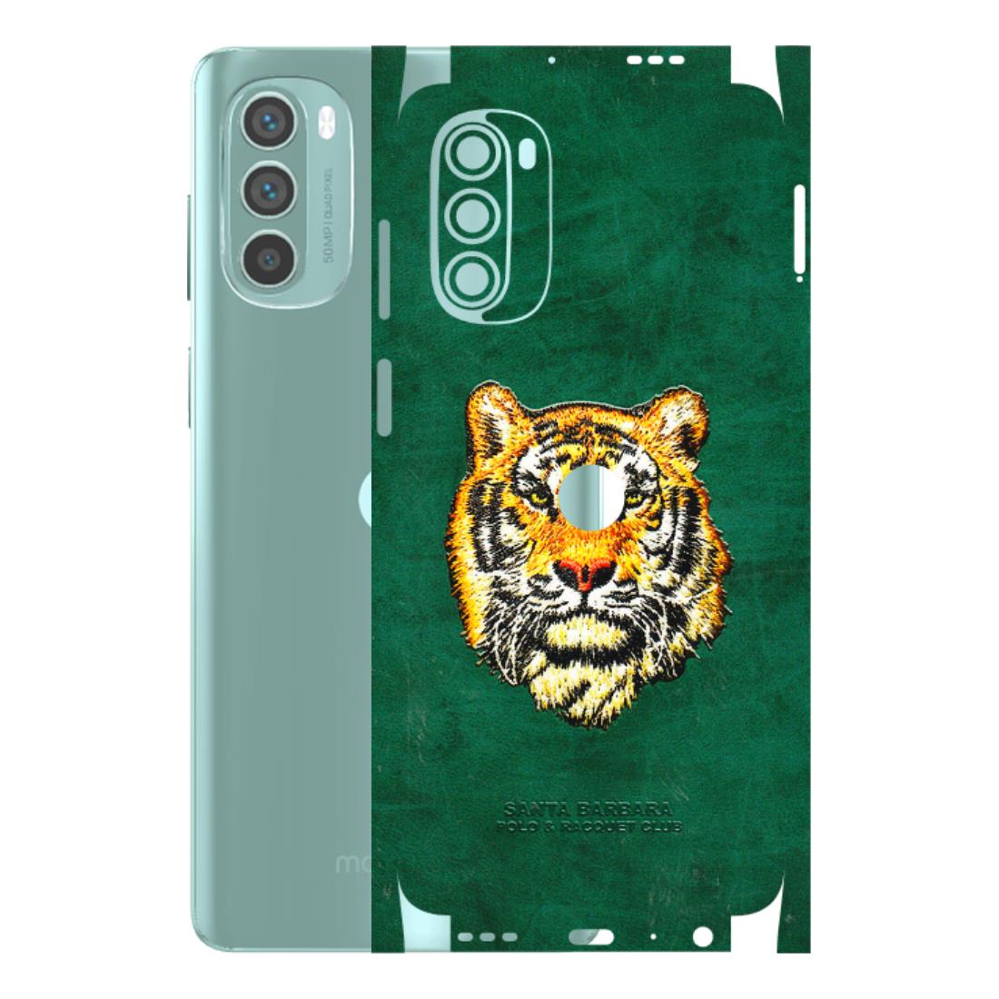 Motorola Phone Skins (All Models) - Leather Feel Tiger - 3D Embossed Finish (L-111) Motorola G62 5G -