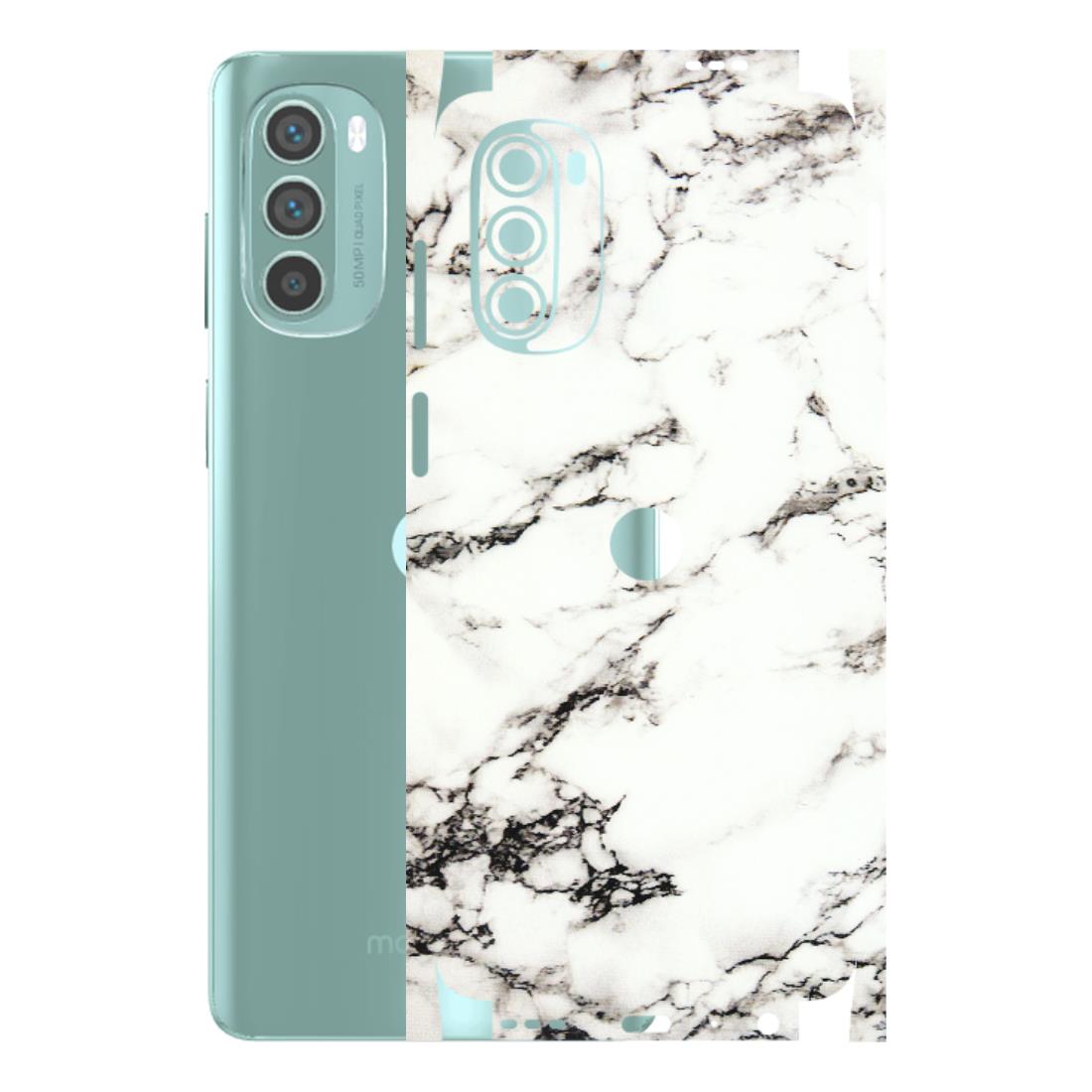Motorola Phone Skins (All Models) - Black and White Marble Texture - 3D Embossed Finish (L-124) Motorola G62 5G -