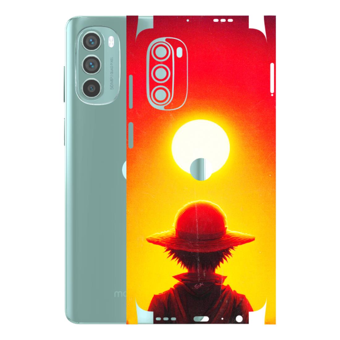 Motorola Phone Skins (All Models) - Cool Sunset With Monkey D.Luffy Anime - 3D Embossed Finish (L-329) Motorola G62 5G -