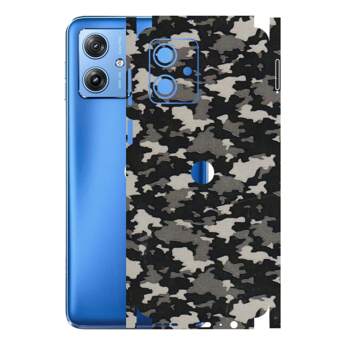 Motorola Phone Skins (All Models) - Black/Grey Camoflaunge - 3D Embossed Finish (L-142) Motorola G64 (5G)