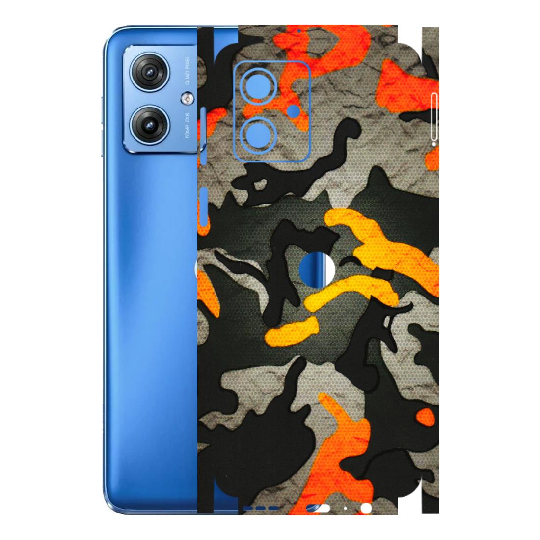 Motorola Phone Skins (All Models) - Orange Camouflage - 3D Embossed Finish (L-204) Motorola G64 (5G)