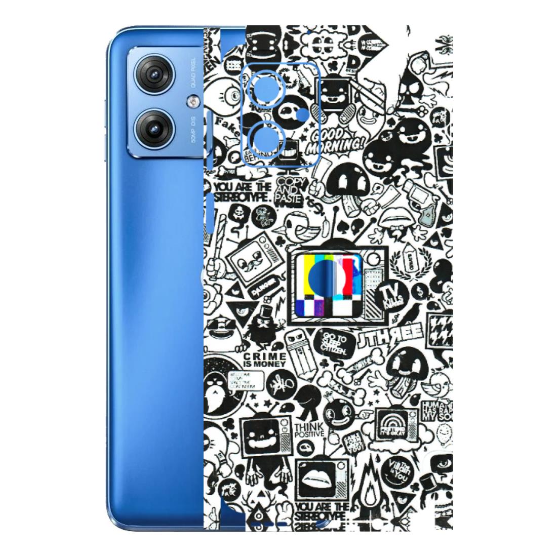 Motorola Phone Skins (All Models) - Doodles Positive Art - 3D Embossed Finish (L-263) Motorola G64 (5G)