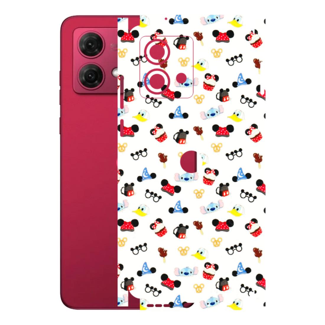 Motorola Phone Skins (All Models) - Minnie Mouse & Donald Doodles s - 3D Embossed Finish (L-194) Motorola G84 (5G)