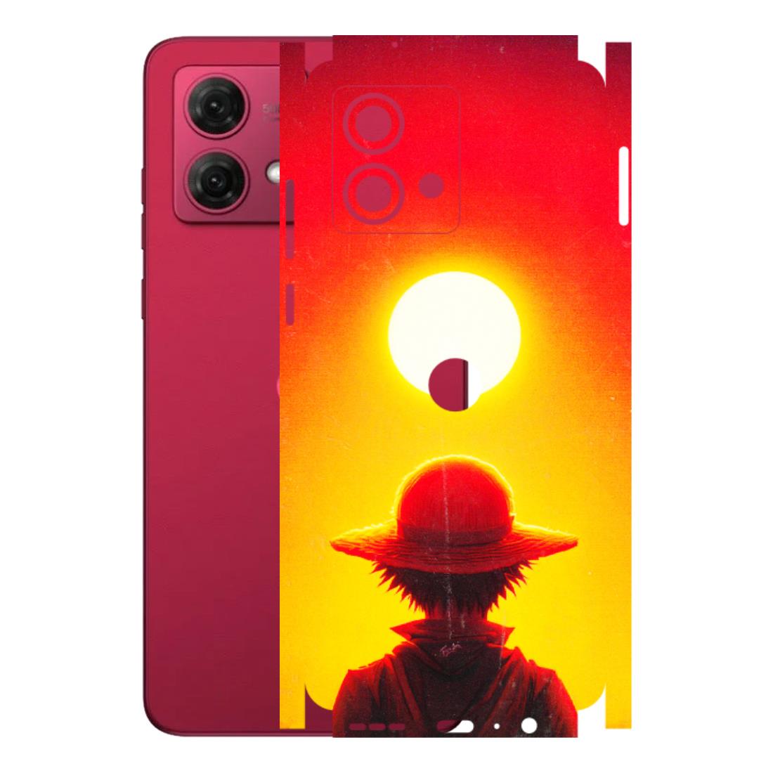 Motorola Phone Skins (All Models) - Cool Sunset With Monkey D.Luffy Anime - 3D Embossed Finish (L-329) Motorola G84 (5G)