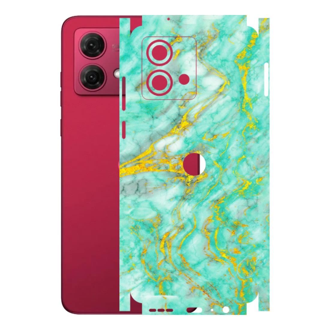 Motorola Phone Skins (All Models) - Green And Gold Marble Feel - Matte Finish (M-16) Motorola G84 (5G)