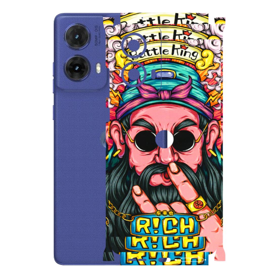Motorola Phone Skins (All Models) - Battle King Dude Face - 3D Embossed Finish (L-178) Motorola G85 (5G)