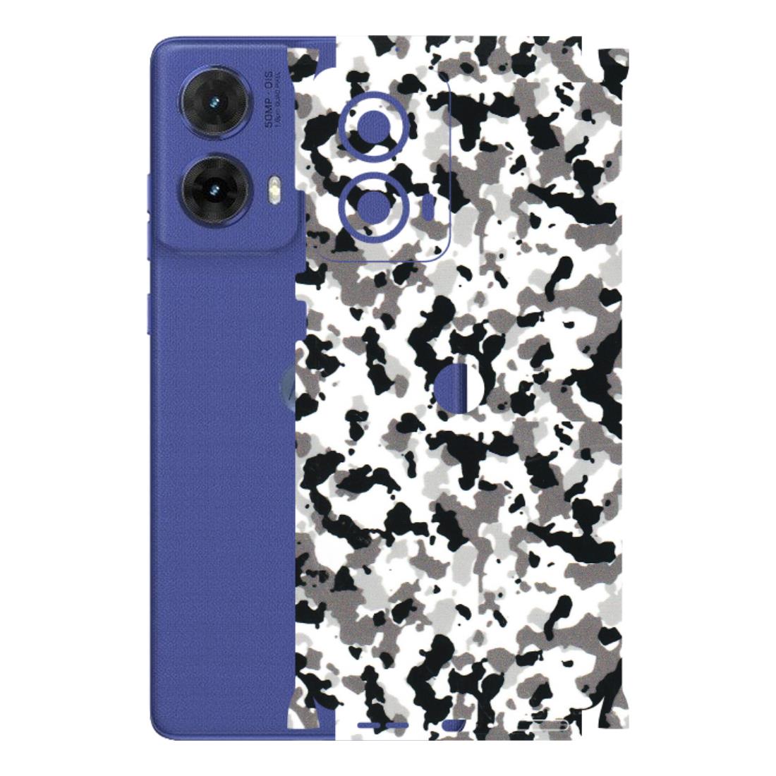 Motorola Phone Skins (All Models) - White Black Camouflage - 3D Embossed Finish (L-18) Motorola G85 (5G)