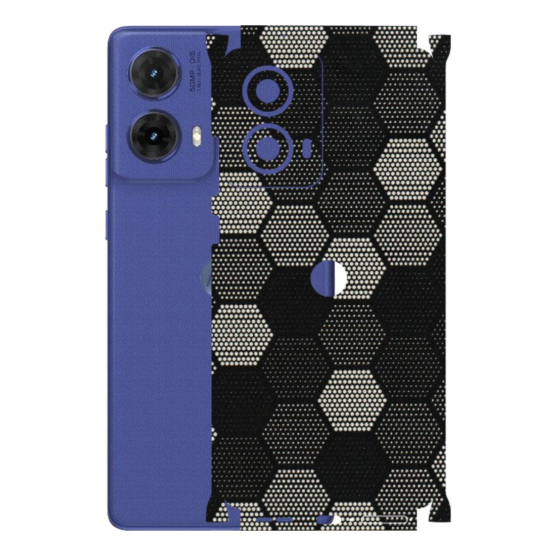 Motorola Phone Skins (All Models) - Black & White Dotted Honeycomb Texture - 3D Embossed Finish (L-202) Motorola G85 (5G)