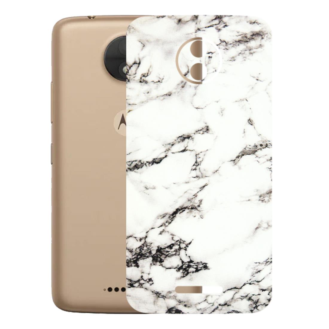 Motorola Phone Skins (All Models) - Black and White Marble Texture - 3D Embossed Finish (L-124) Motorola Moto C