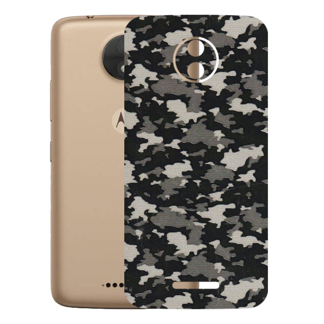 Motorola Phone Skins (All Models) - Black/Grey Camoflaunge - 3D Embossed Finish (L-142) Motorola Moto C