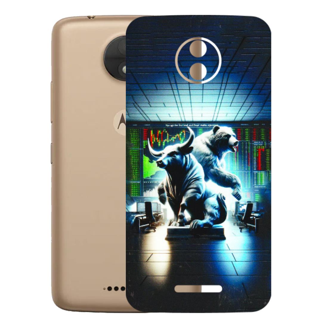 Motorola Phone Skins (All Models) - Stock Market Sensex Bear vs Bulls - 3D Embossed Finish (L-15) Motorola Moto C