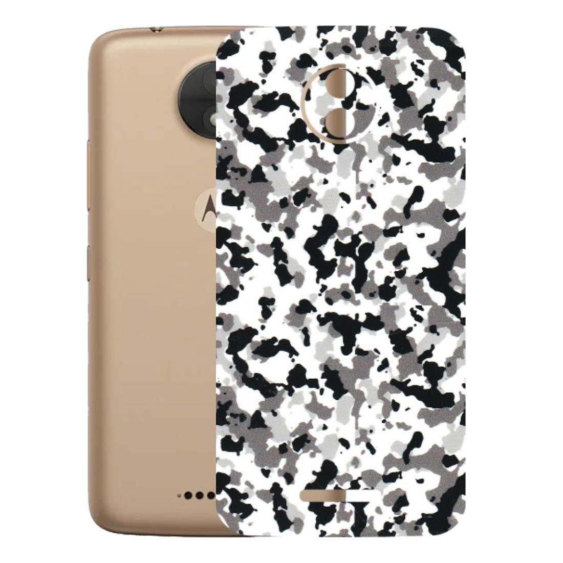 Motorola Phone Skins (All Models) - White Black Camouflage - 3D Embossed Finish (L-18) Motorola Moto C