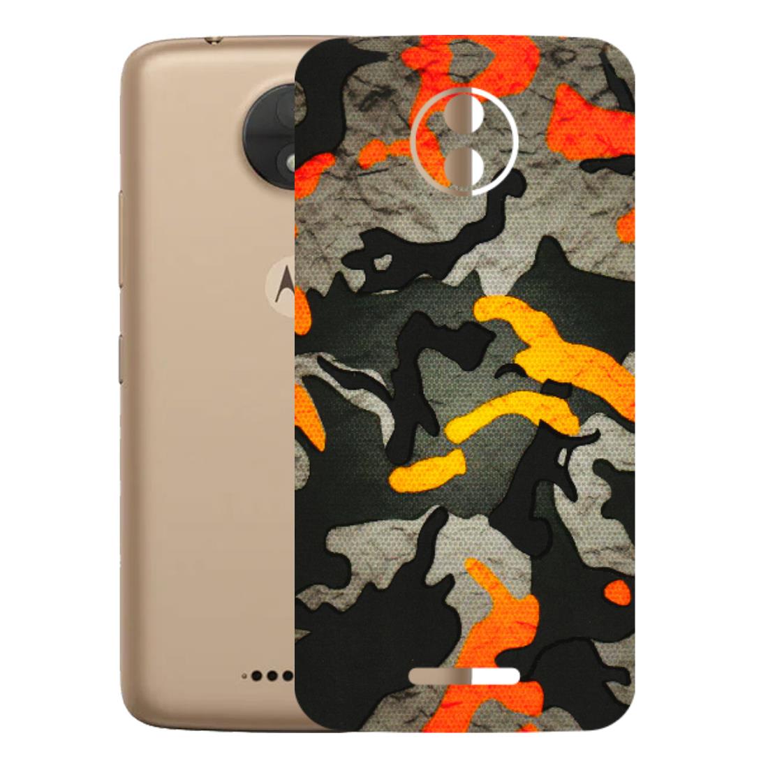 Motorola Phone Skins (All Models) - Orange Camouflage - 3D Embossed Finish (L-204) Motorola Moto C