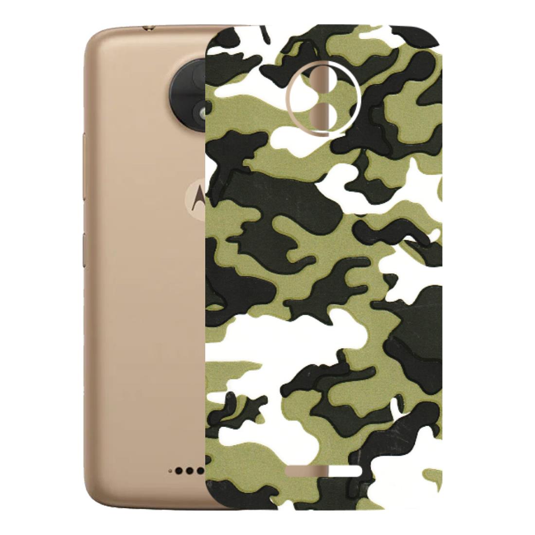 Motorola Phone Skins (All Models) - Camouflages White And Green - 3D Embossed Finish (L-243) Motorola Moto C