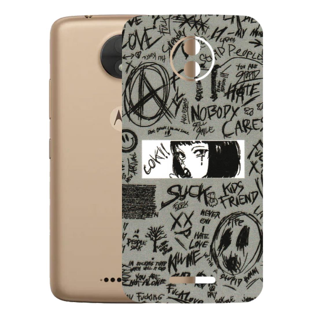 Motorola Phone Skins (All Models) - Never Have Love Anime - 3D Embossed Finish (L-260) Motorola Moto C