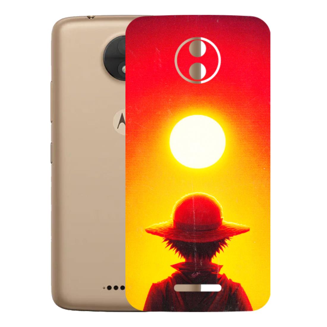Motorola Phone Skins (All Models) - Cool Sunset With Monkey D.Luffy Anime - 3D Embossed Finish (L-329) Motorola Moto C