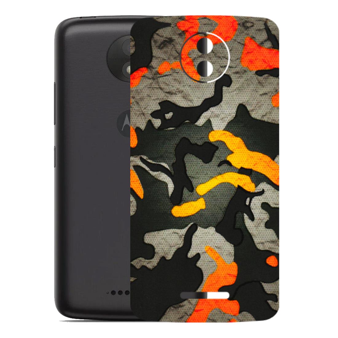 Motorola Phone Skins (All Models) - Orange Camouflage - 3D Embossed Finish (L-204) Motorola Moto C Plus
