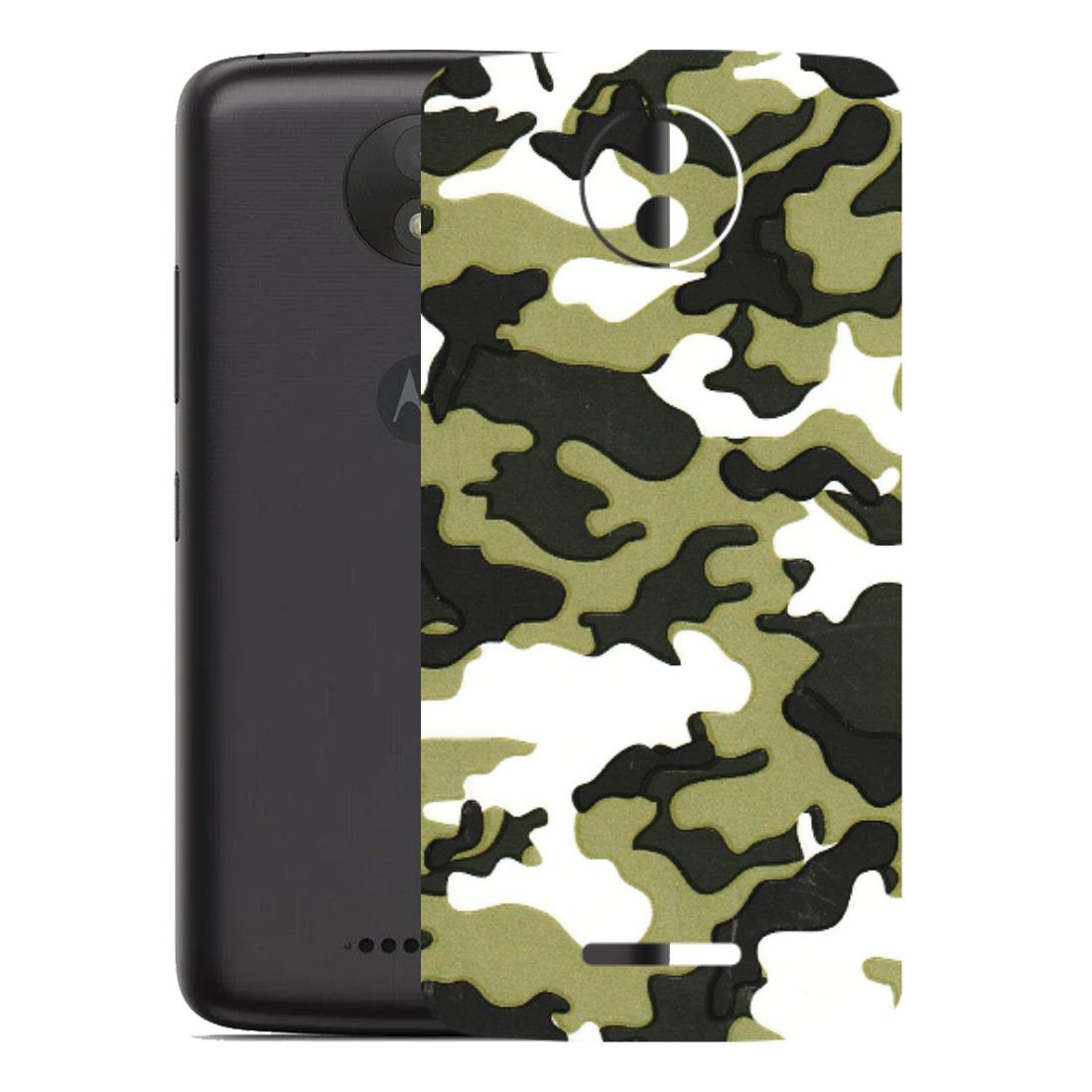 Motorola Phone Skins (All Models) - Camouflages White And Green - 3D Embossed Finish (L-243) Motorola Moto C Plus