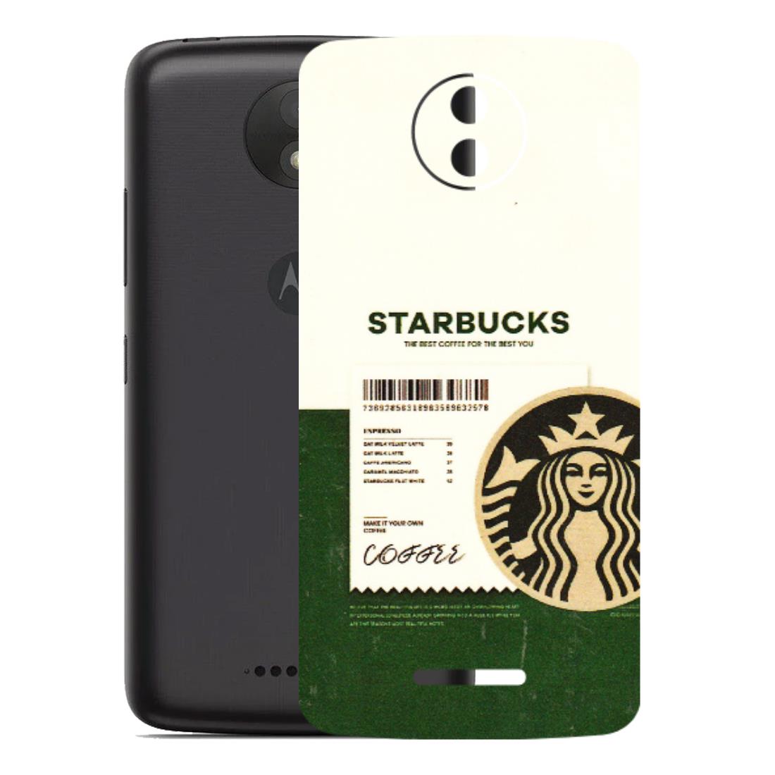 Motorola Phone Skins (All Models) - Starbucks Barcode - 3D Embossed Finish (L-308) Motorola Moto C Plus