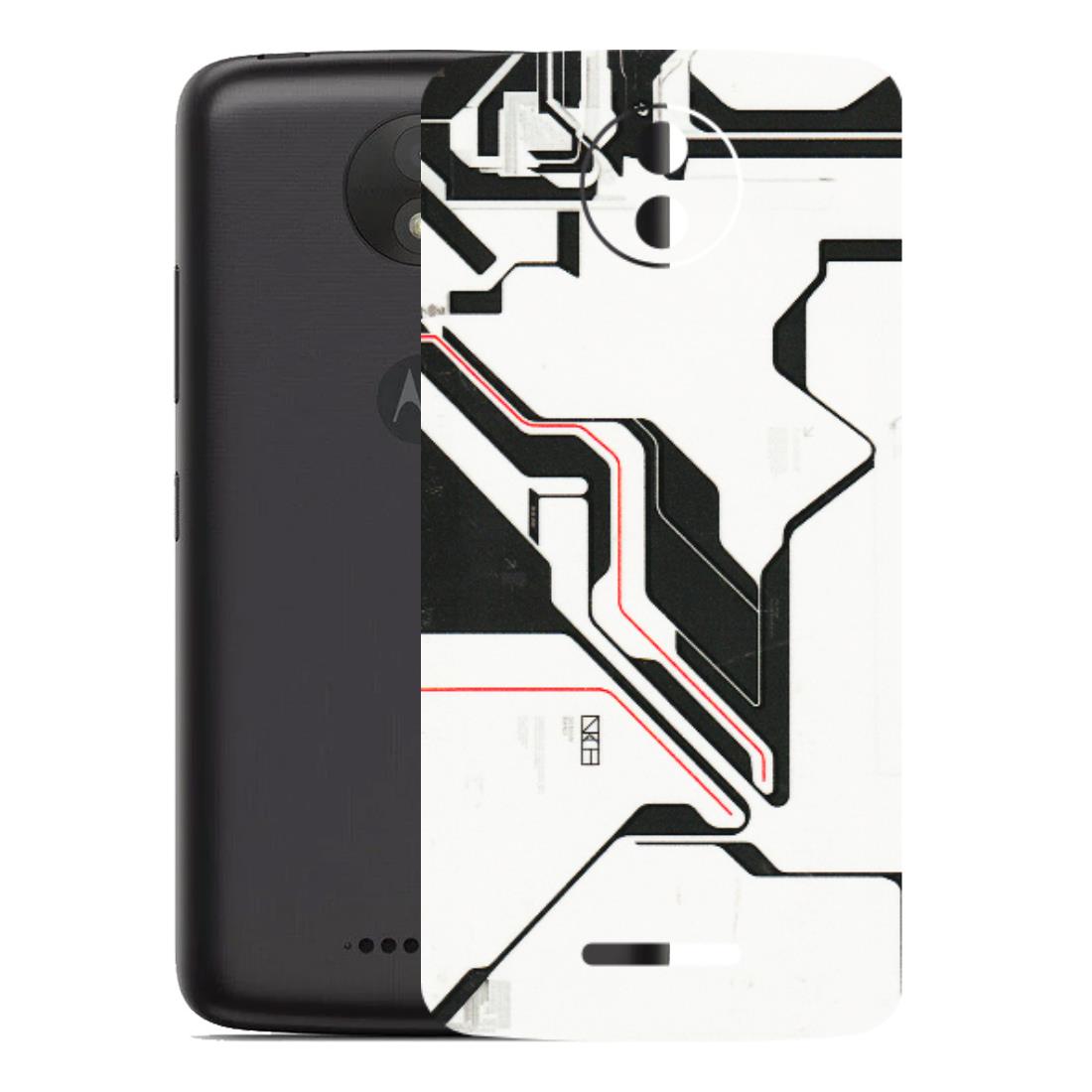Motorola Phone Skins (All Models) - White Techy Logo - 3D Embossed Finish (L-312) Motorola Moto C Plus
