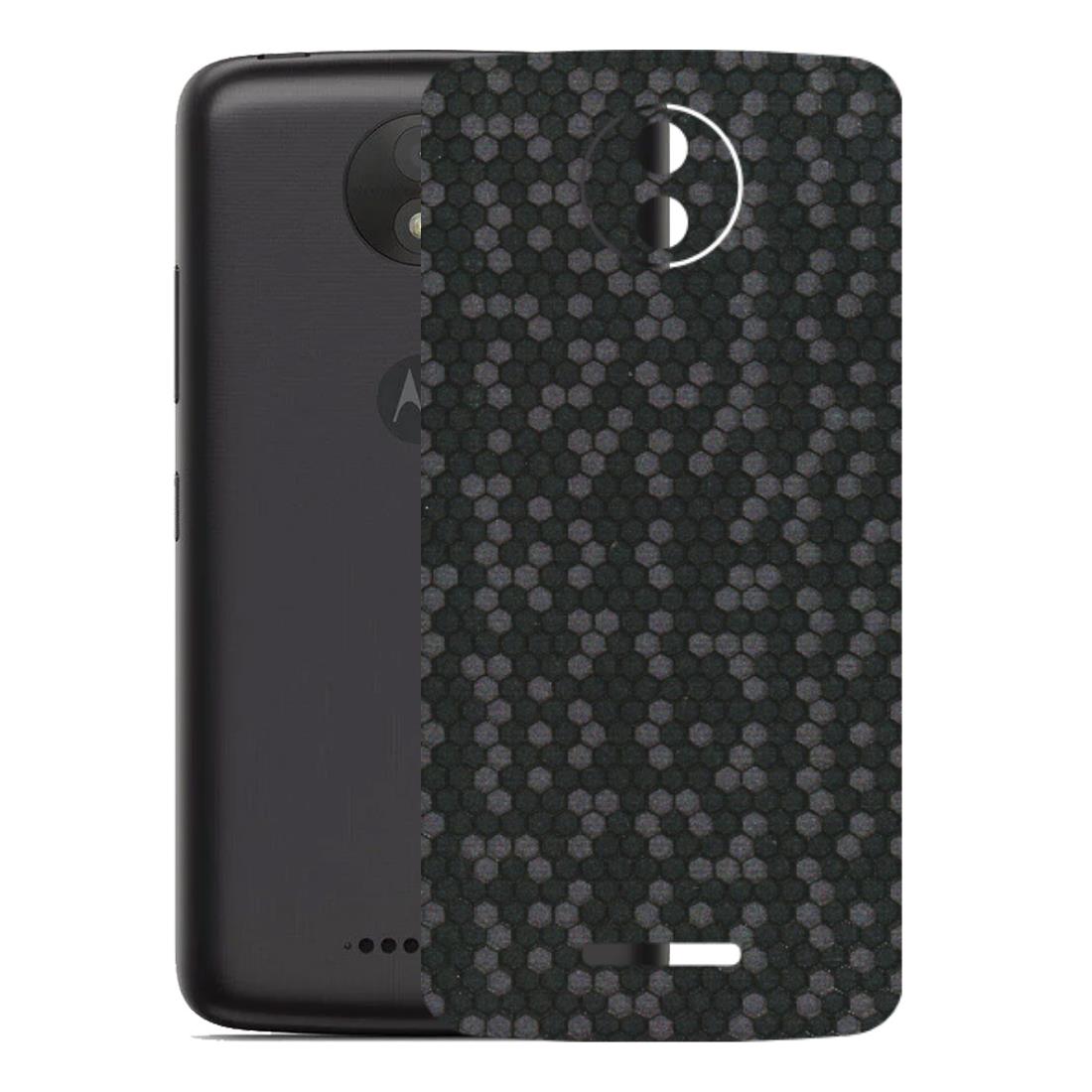 Motorola Phone Skins (All Models) - Black Grey Honeycomb Sober - 3D Embossed Finish (L-85) Motorola Moto C Plus