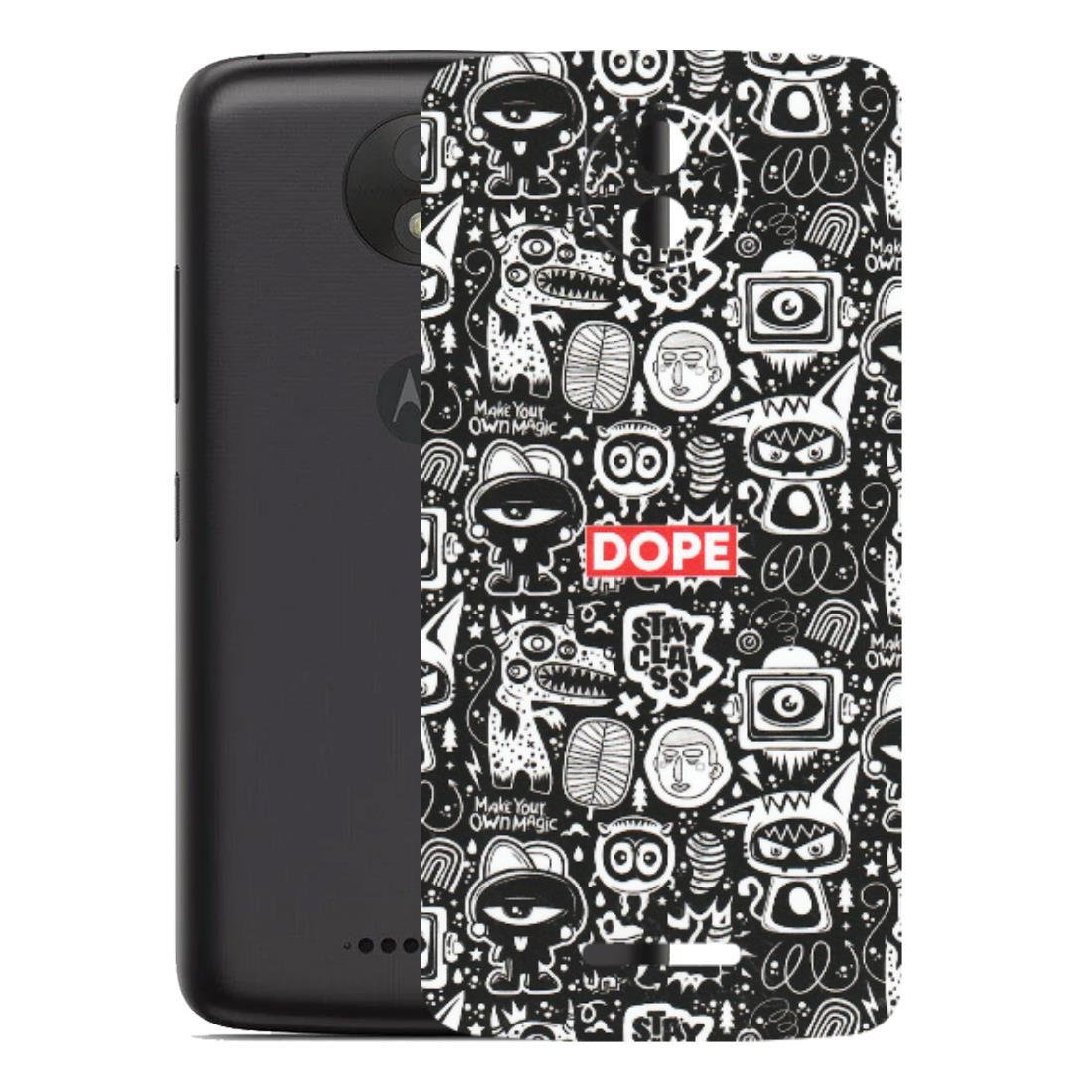 Motorola Phone Skins (All Models) - Dope Stay Classy Black Doodles - Matte Finish (M-126) Motorola Moto C Plus